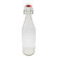 glass bottle with swing clip on white background