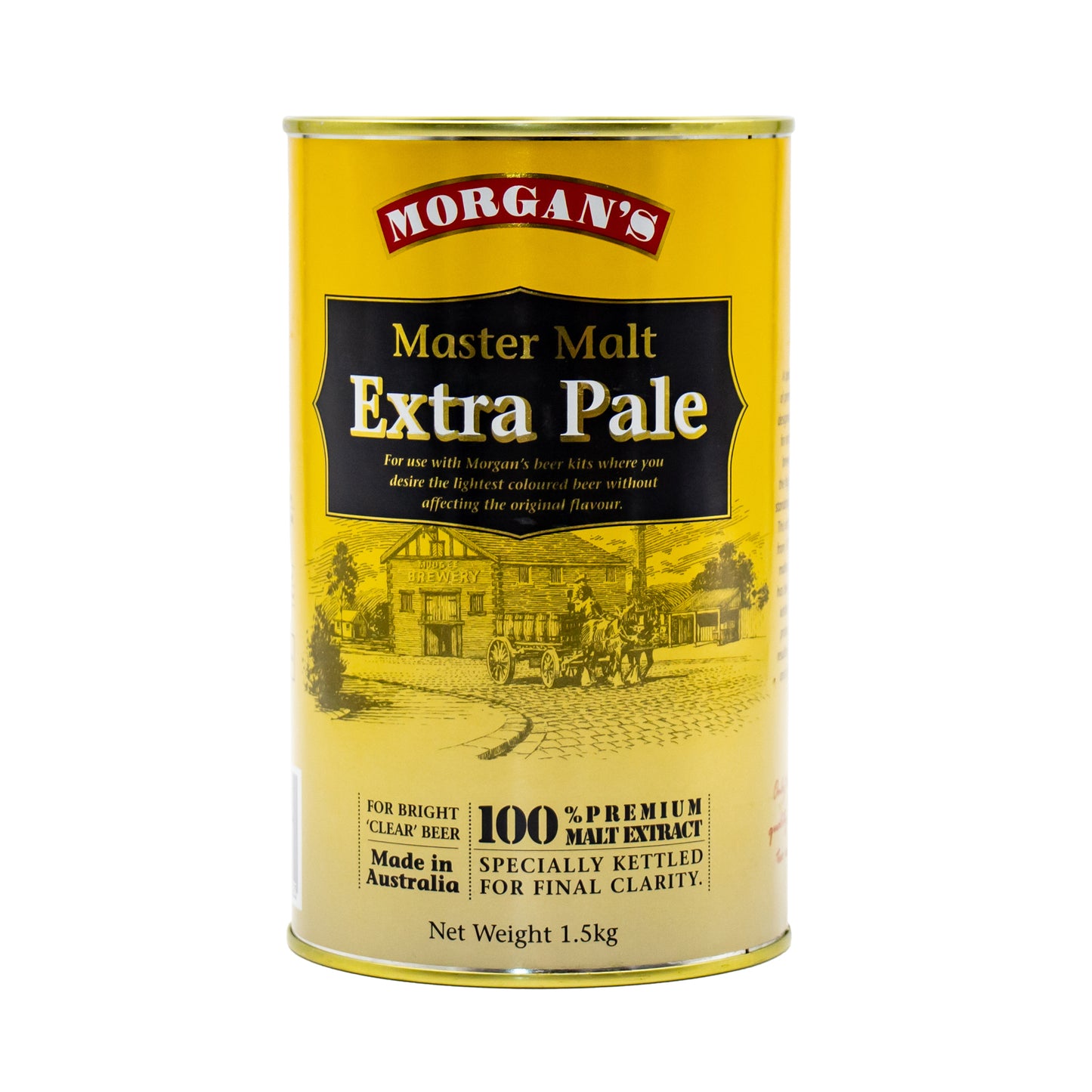 morgans master malt extra pale base malt beer tin
