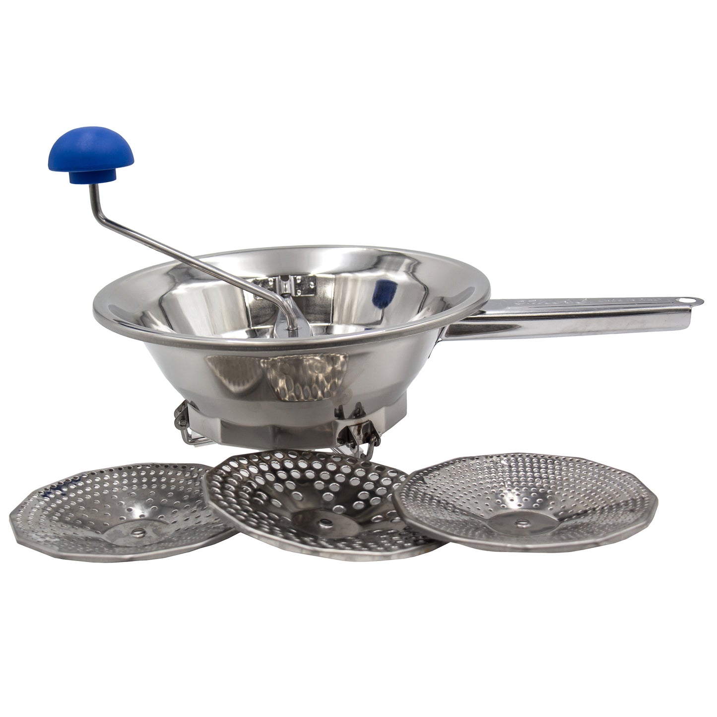 24cm stainless steel vegetable mill or mouli with three grate sizes