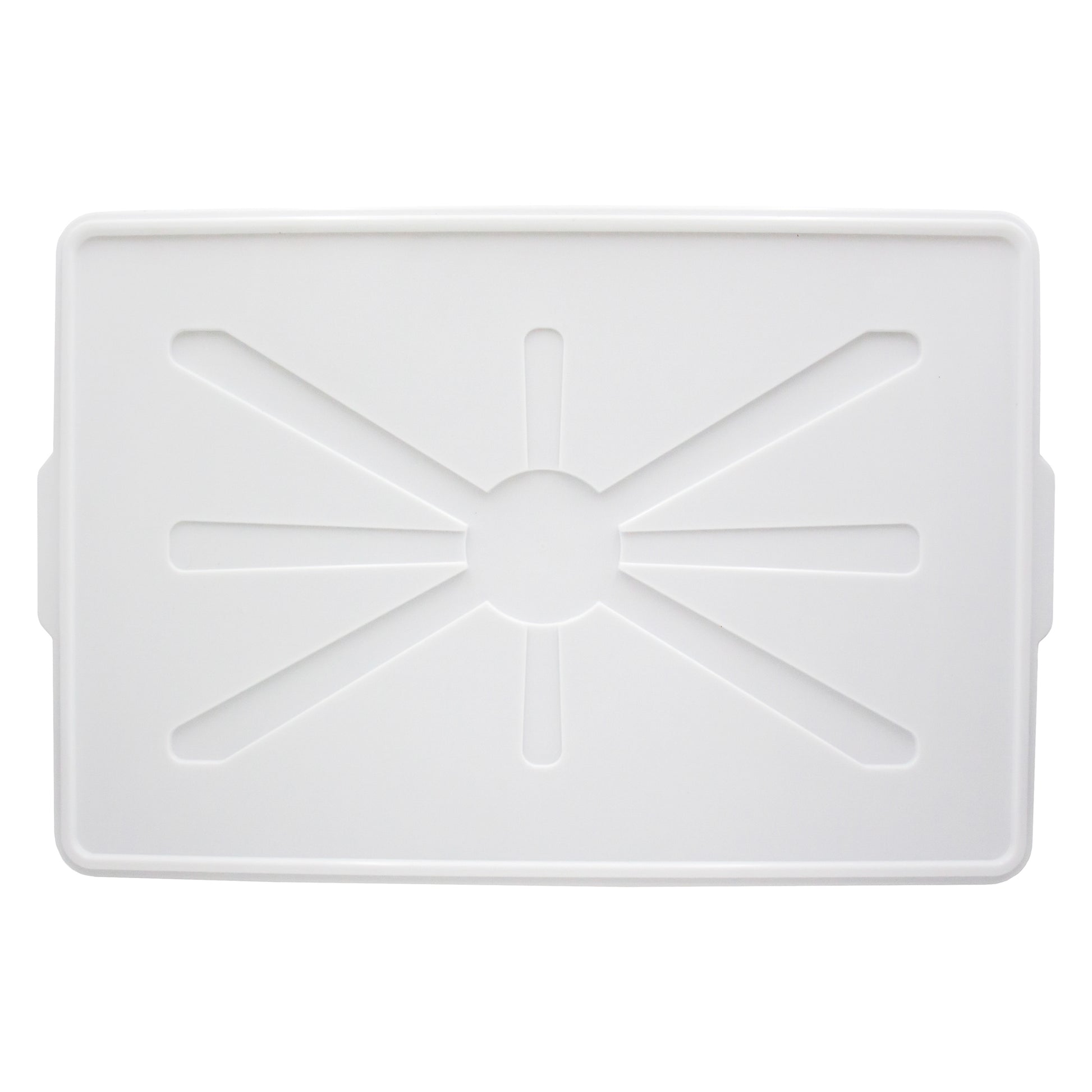 white food grade plastic crate lid. 62 by 43 by 5 cm