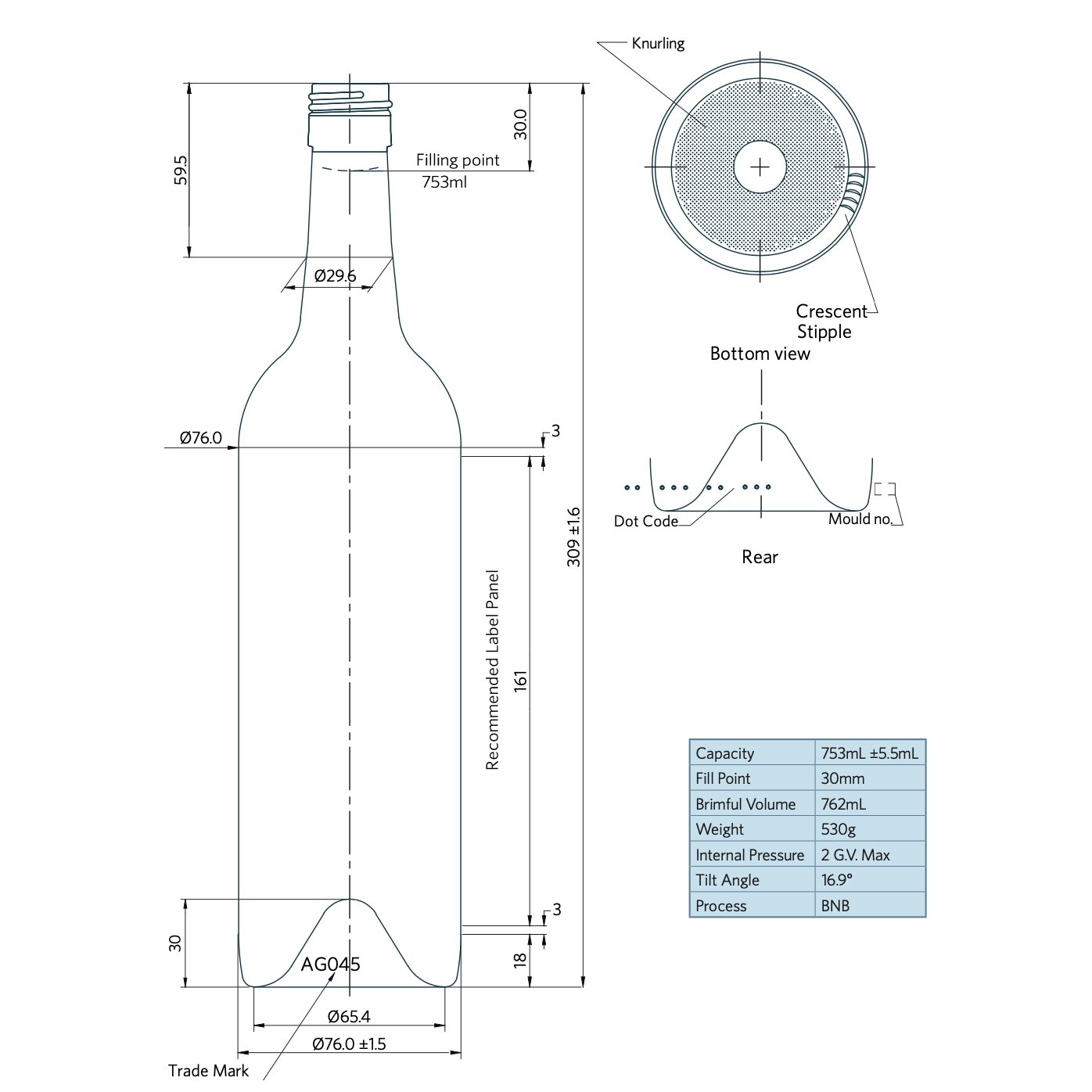 bottle dimensions