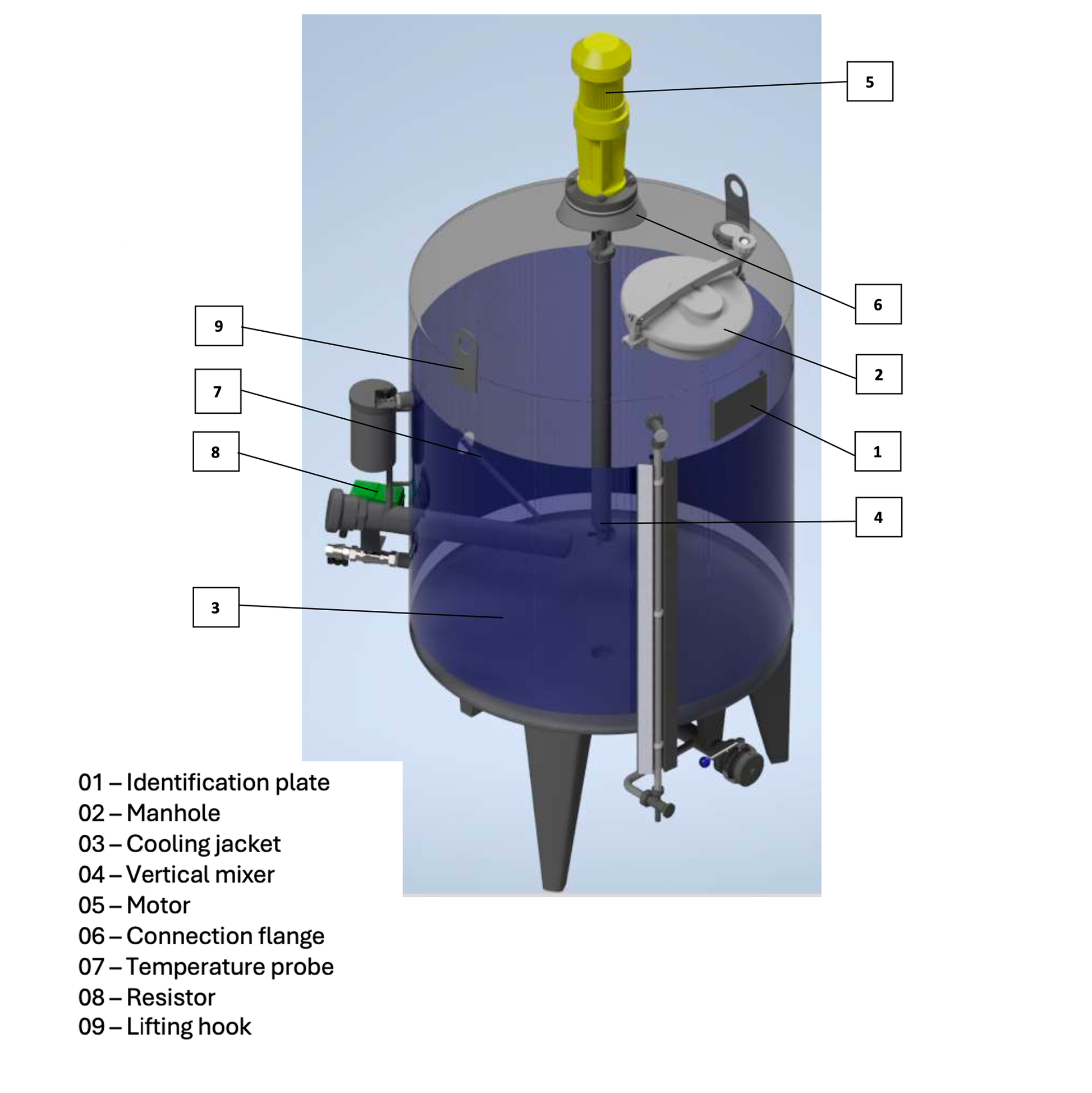 Drawing showing elements of the tank