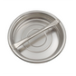 Stainless steel lid with handle on a white background