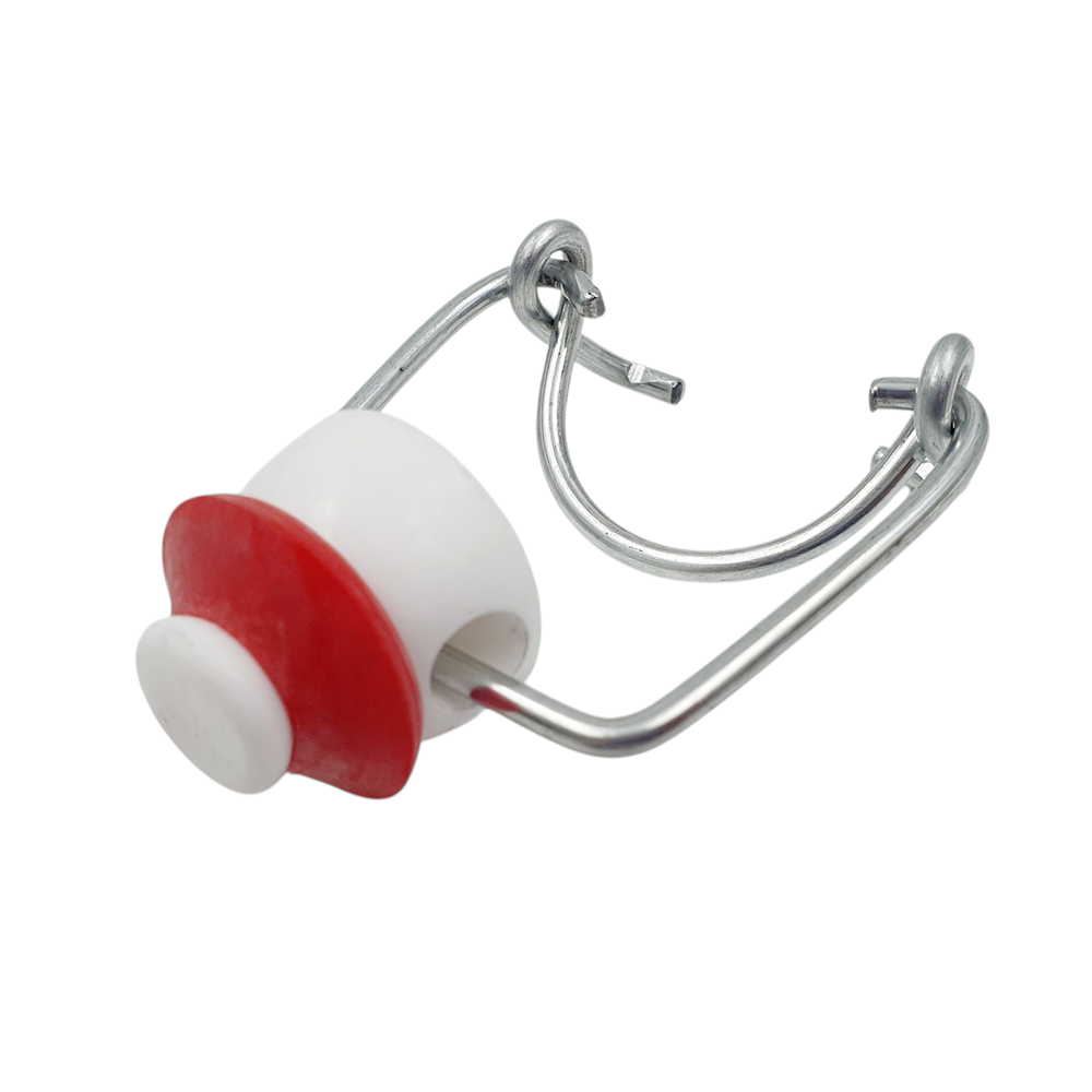 swing clip and red rubber seal on white background