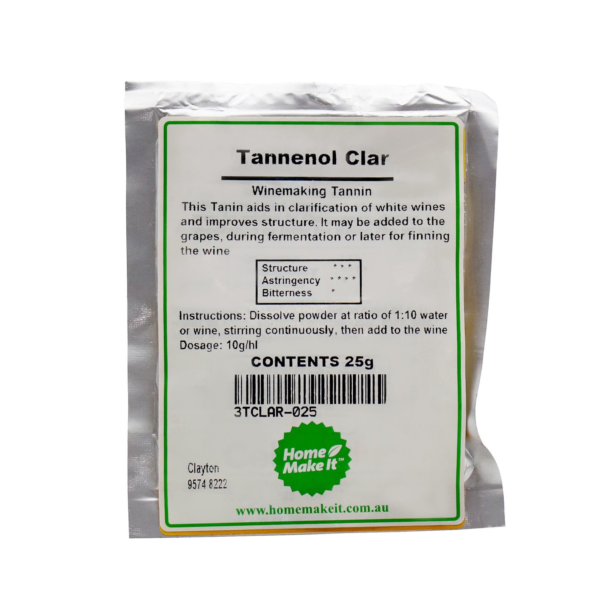 25 gram bag of tanin tannenol clar