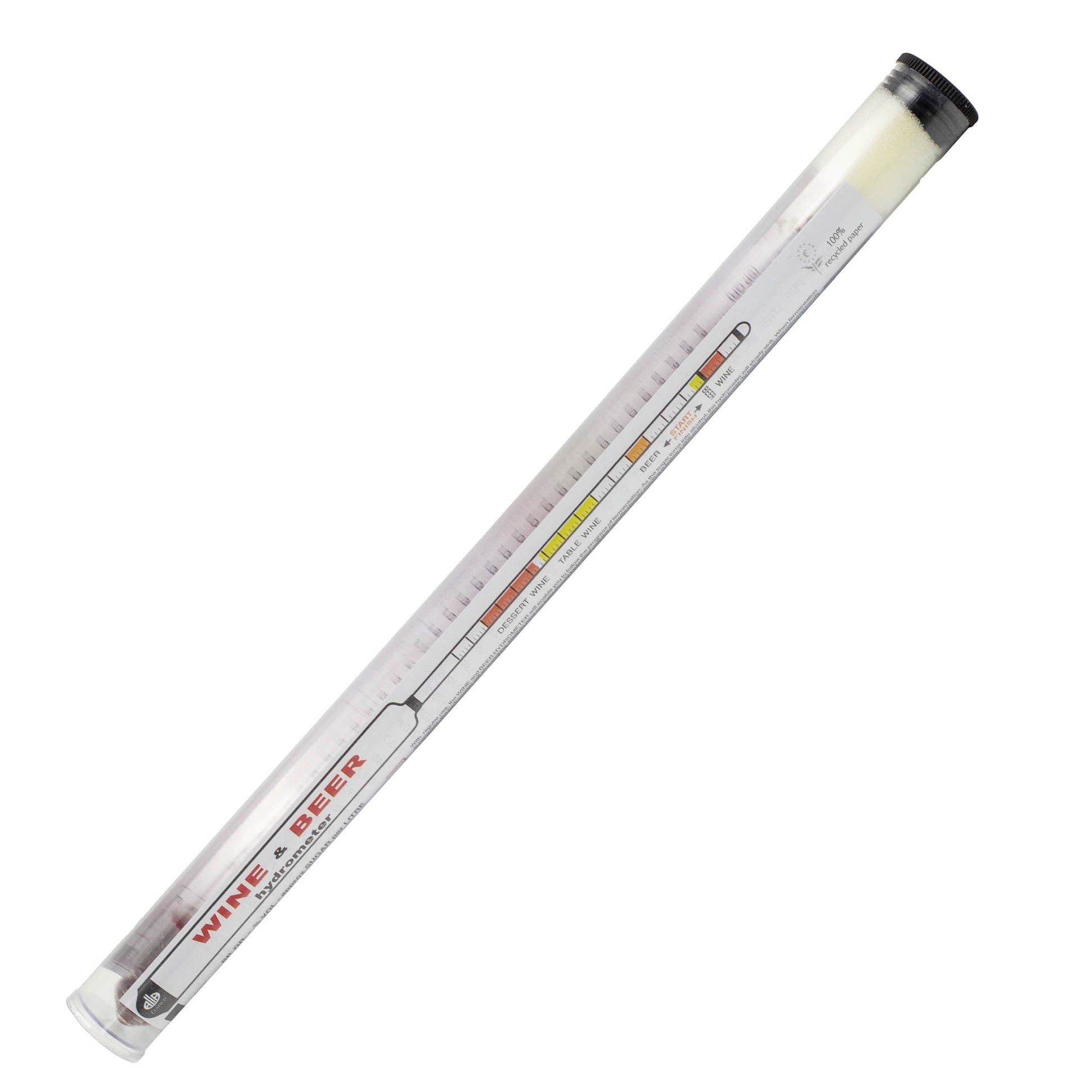 colour coded beer and wine hydrometer 33cm long