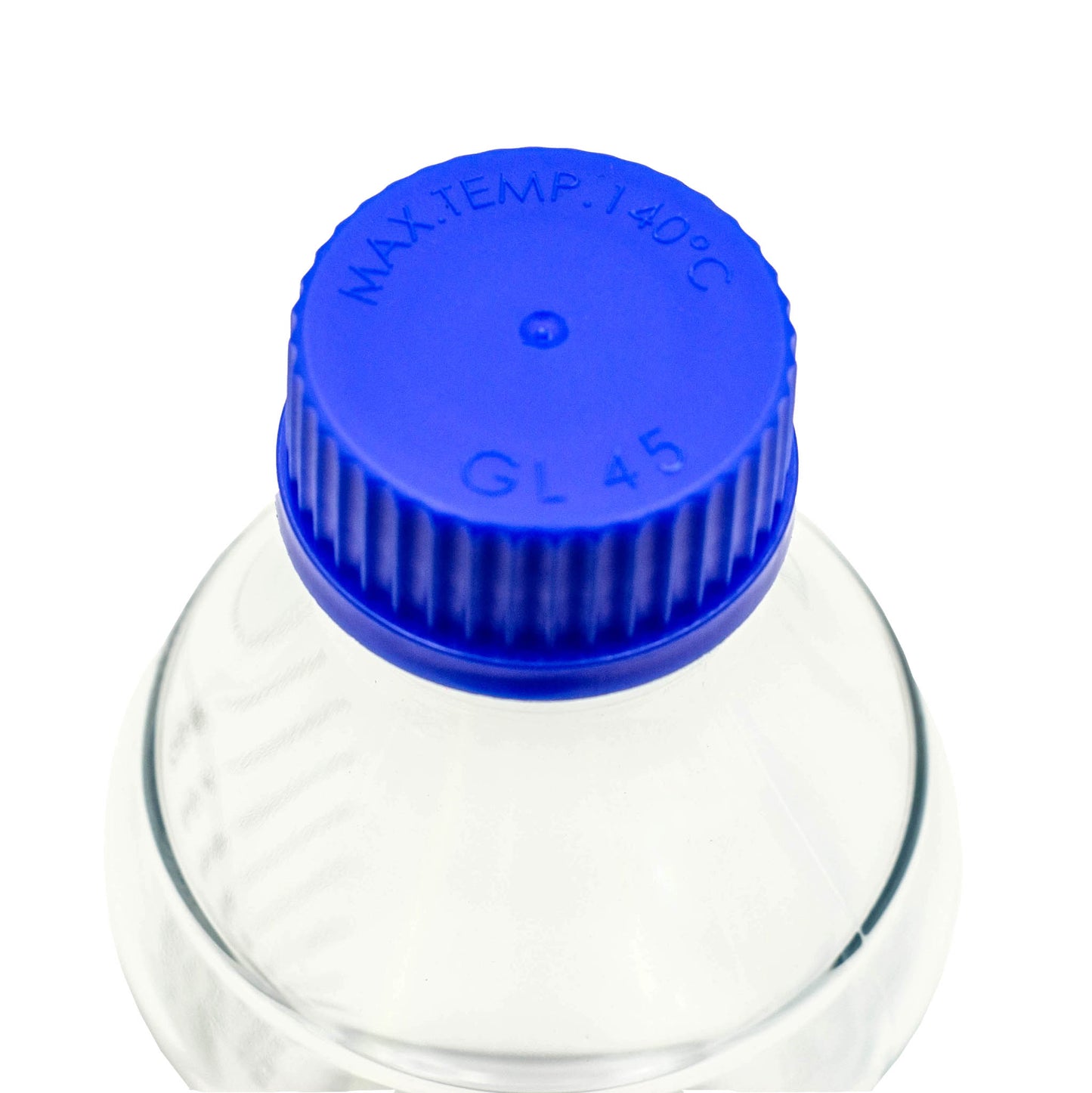 Blue plastic lid advising max temperature of 140 degrees celsius. 