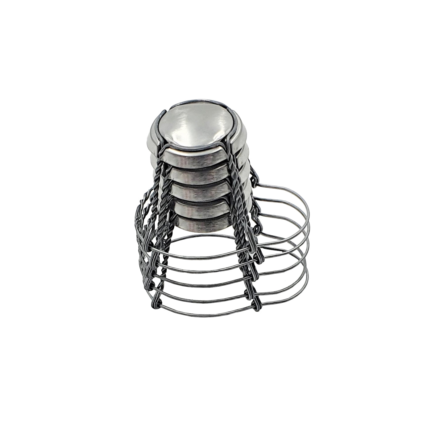 Silver wire muselet for champagne bottles
