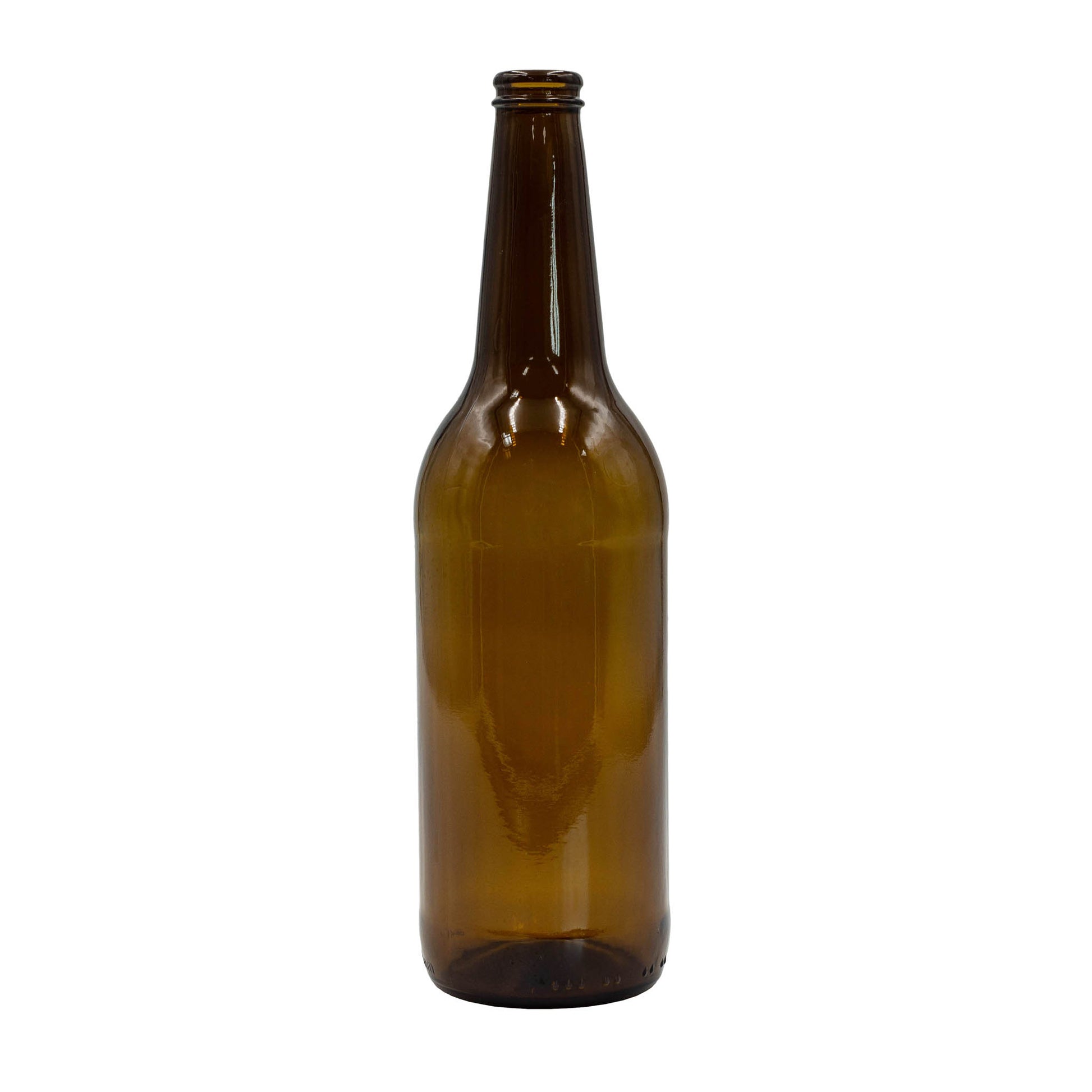 660ml beer bottle made with amber glass and crown cap top