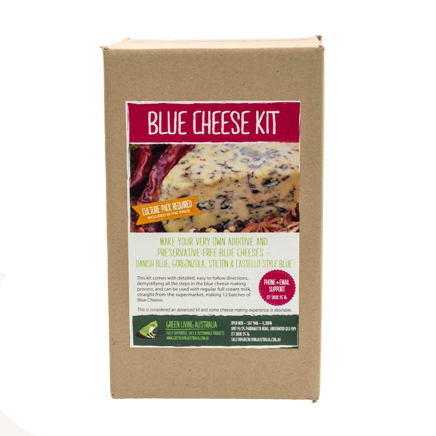 Blue cheese making kit. Makes four delicious gourmet cheeses:  Danish Blue, Gorgonzola, Stilton and Castello Style Blue