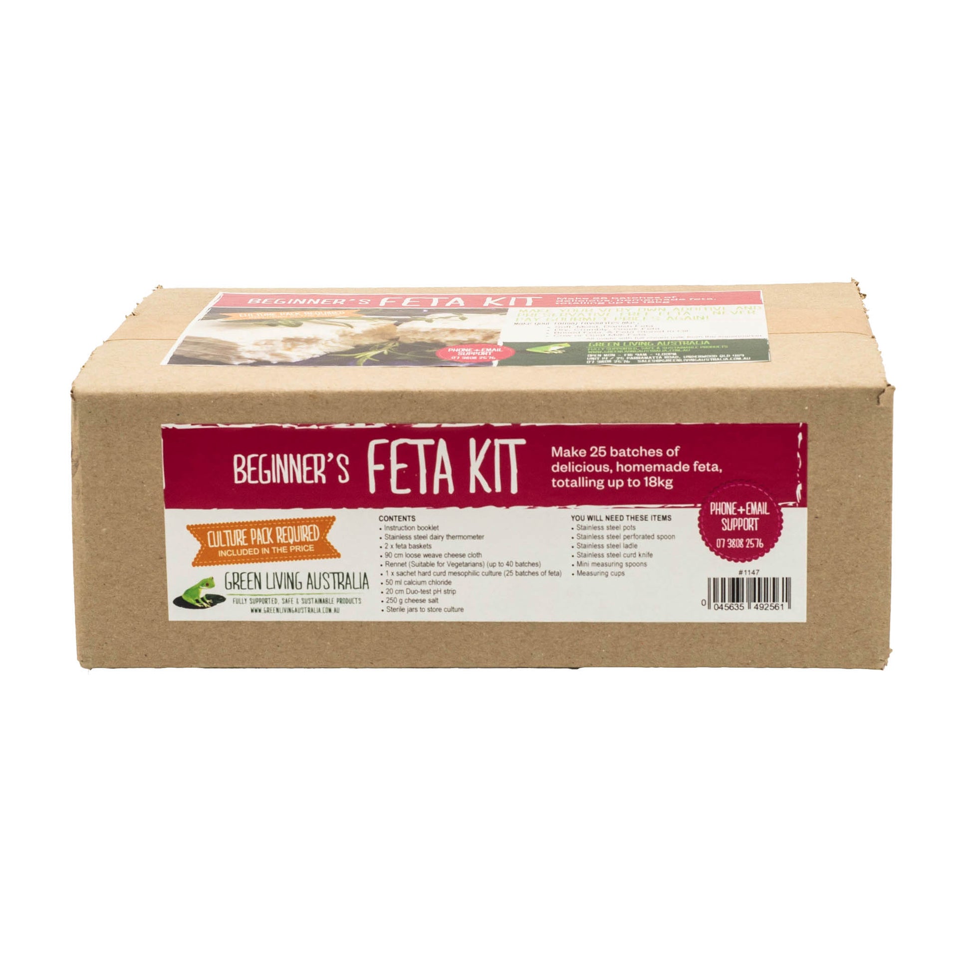 Feta cheese making kit contents and instructions.