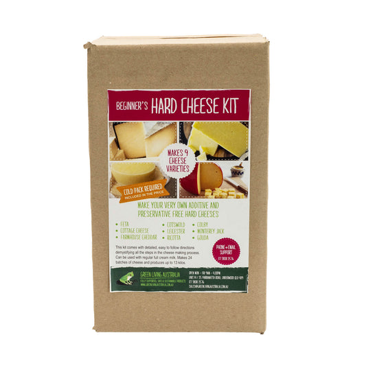 Beginners hard cheese making kit. Makes 9 cheeses: Large Curd Cottage Cheese, Feta, Farmhouse Cheddar, Colby, Monterey Jack, Gouda, Cotswold, Leicester and Ricotta