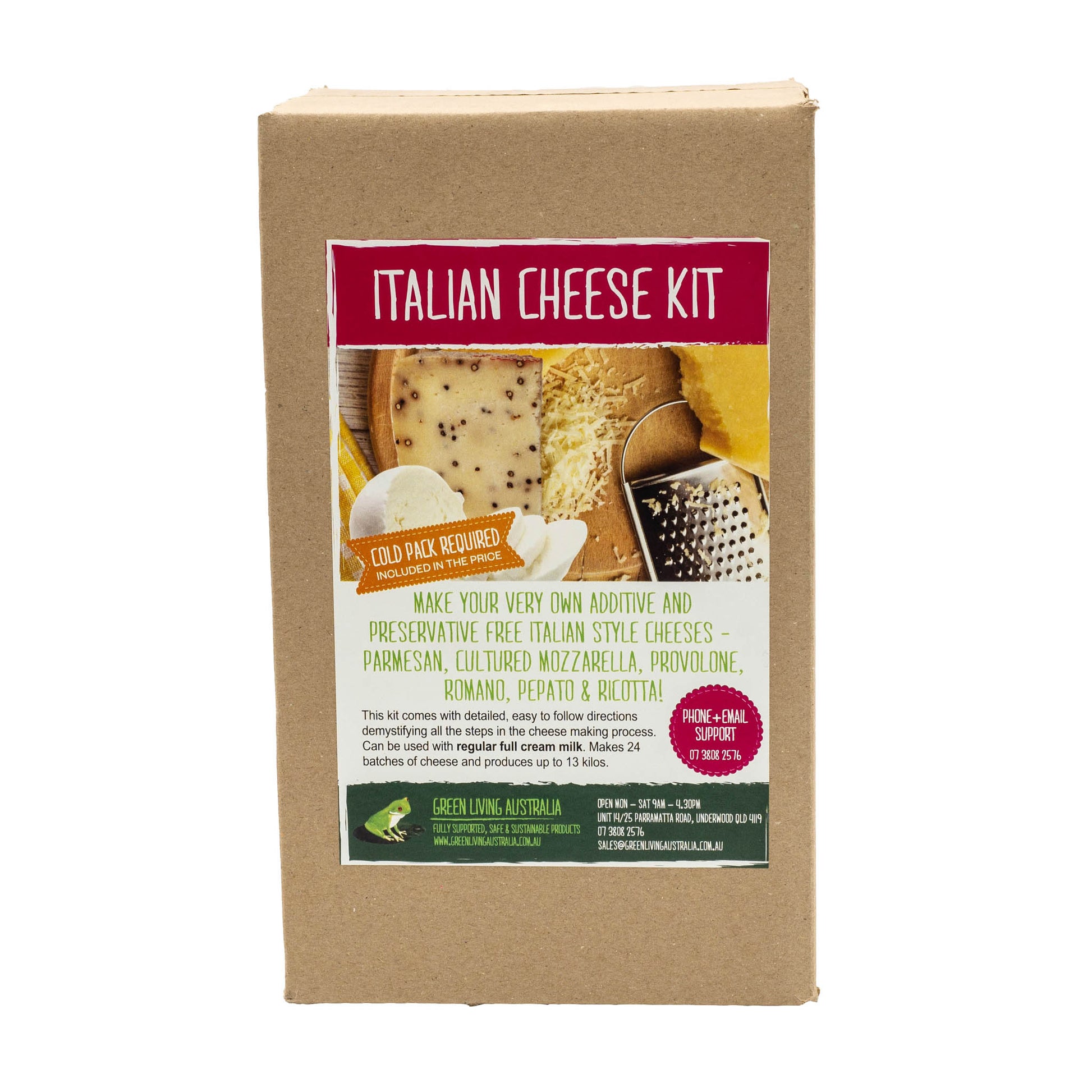 Italian cheese making kit. Makes 6 Italian style cheeses: Cultured Mozzarella, Provolone, Parmesan, Romano, Pepato and Ricotta