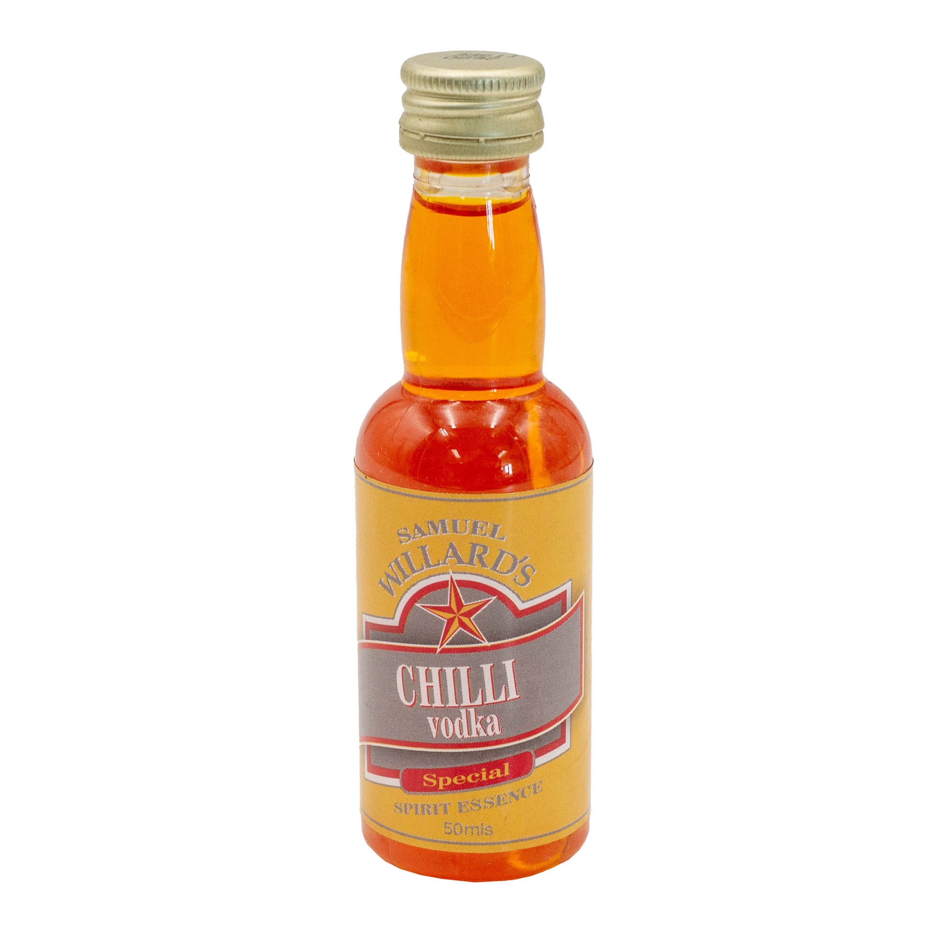 Samuel Willards gold star Chilli Vodka will make 1125ml of finished product from each 50ml bottle