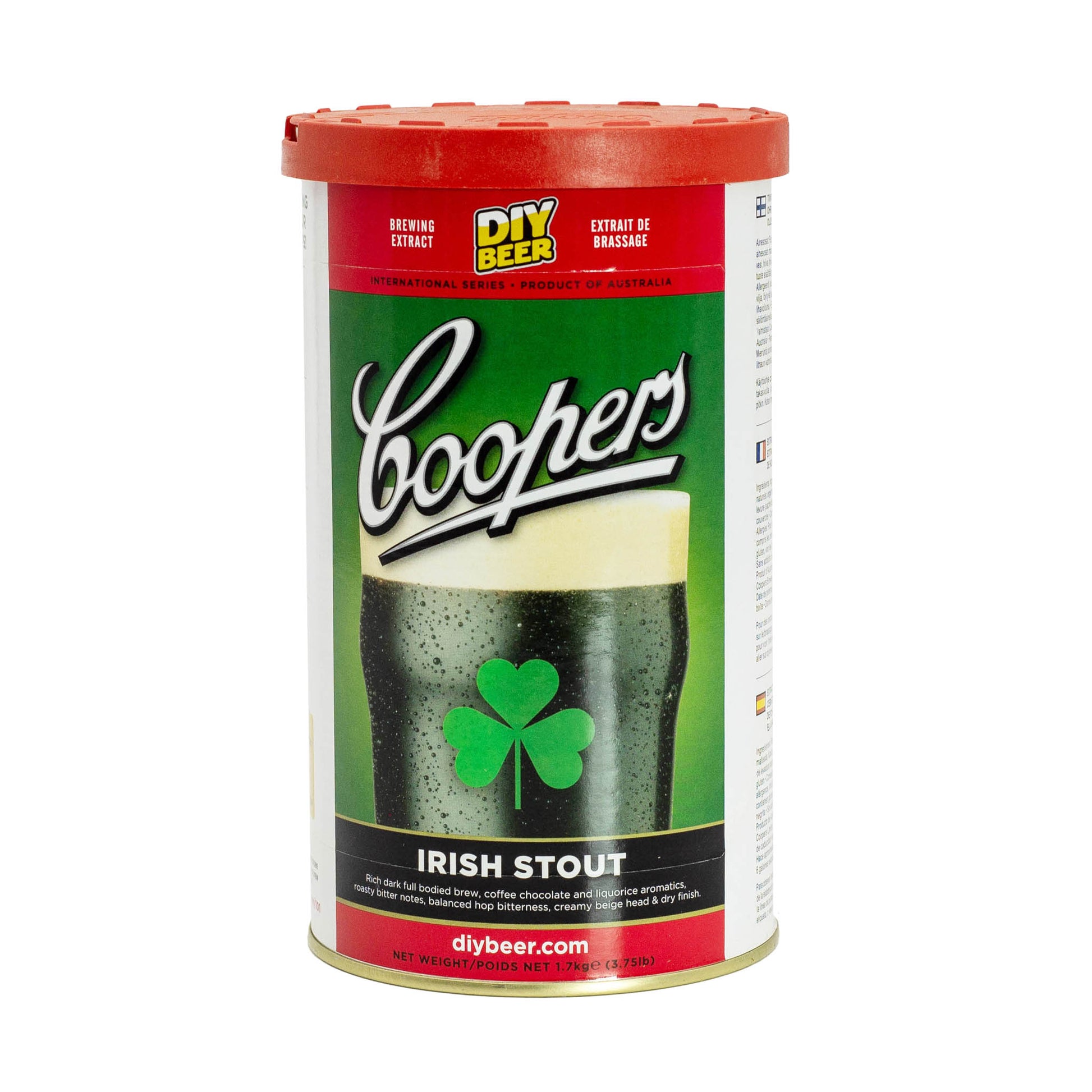 1.7kg Coopers Irish Stout brew tin. 