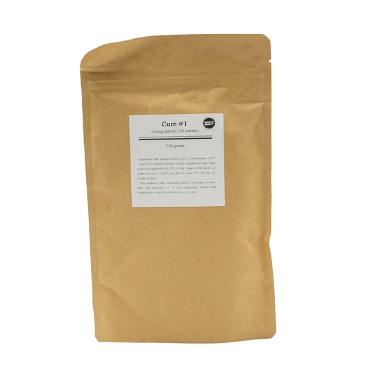 250g bag of Cure #1 with 6.25% nitrites required for safe processing of semi dried meats such as jerky, bacon and sausages that are heat treated in a smoker or oven.
