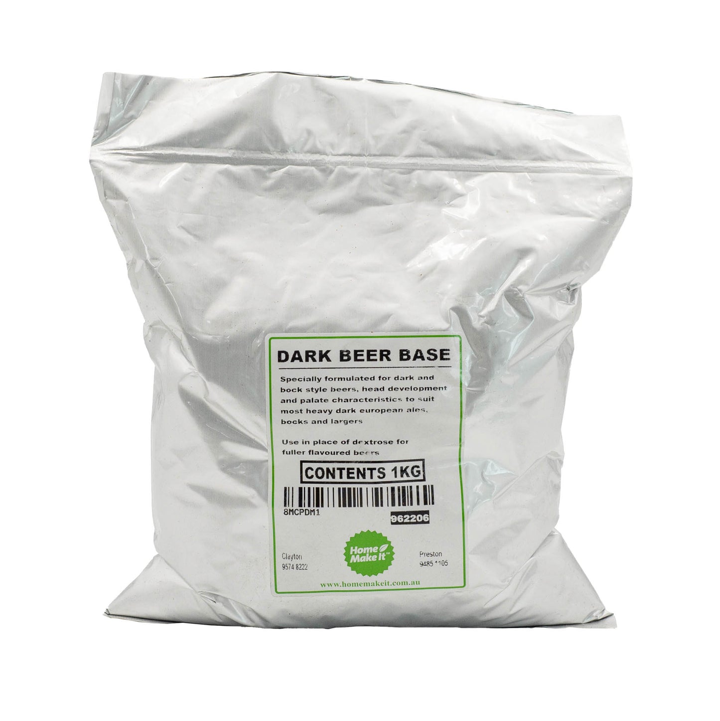 1kg bag of dark dried malt extract for beer