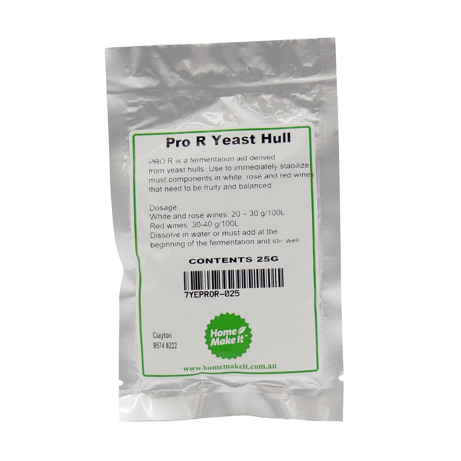 25g packet of enartis pro R yeast hull used in wine making