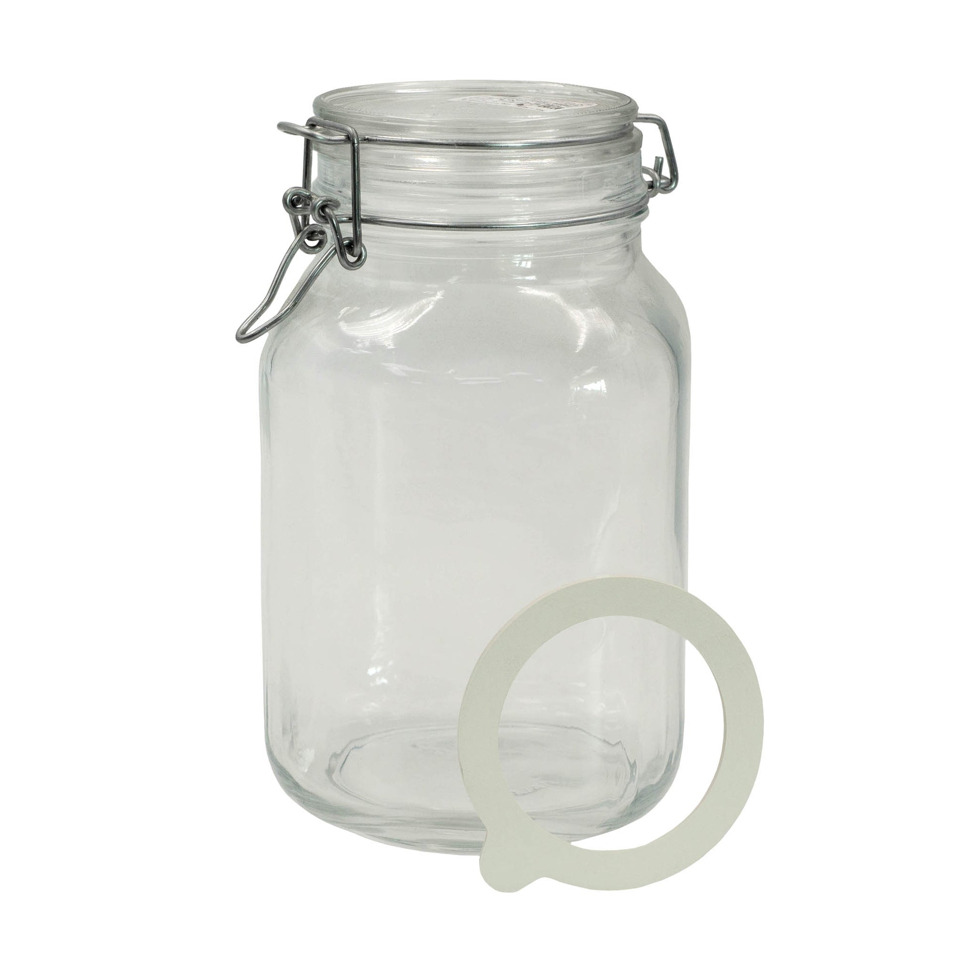 Italian made 2 litre FIDO jar with swing lid and rubber seal. For storing and fermenting oils, pickles, chutney or dry foods. 