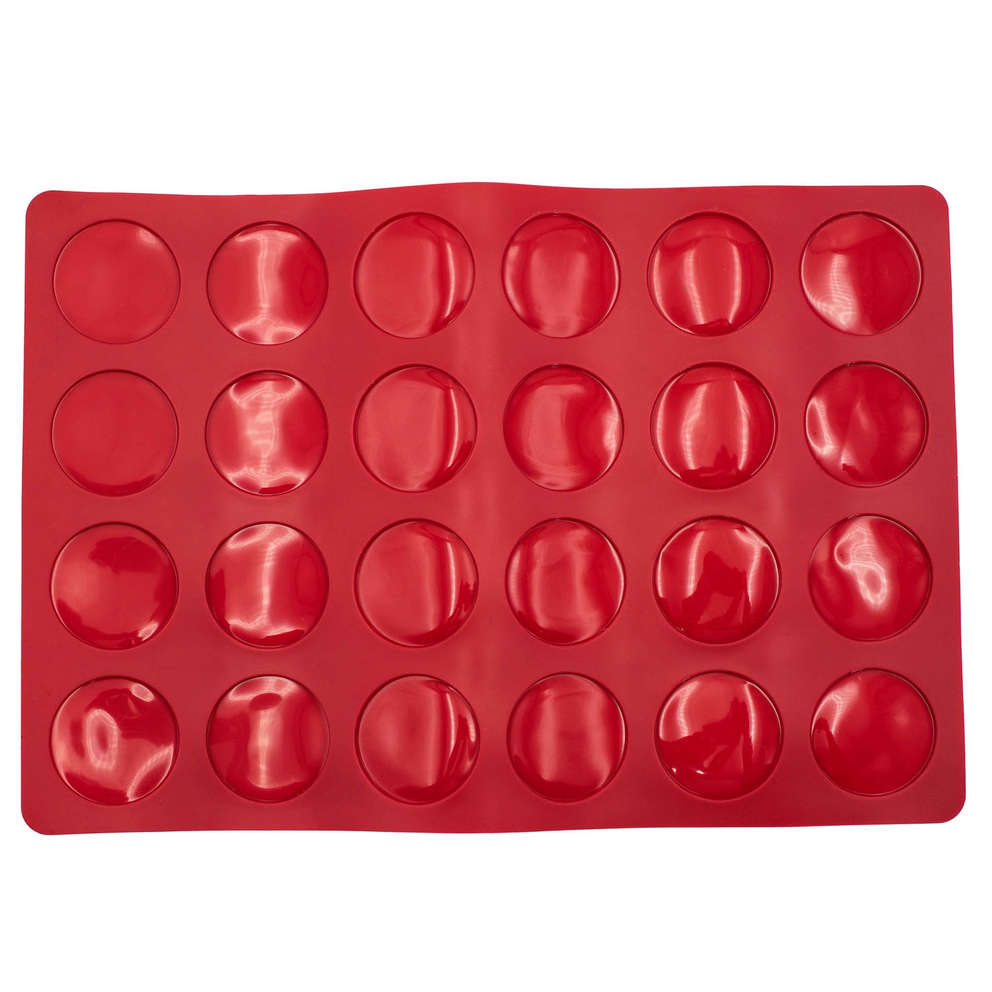 red silicone macaron baking sheet. 
