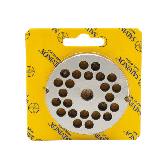 Size 12 with 8mm holes stainless steel replacement mincer plate for salami and sausage mincing machines. 