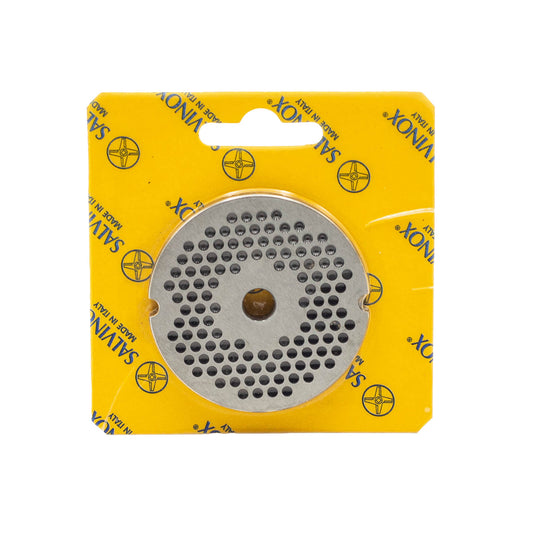 Size 8 with 3mm hole stainless steel replacement mincer plate for salami and sausage mincing machines.