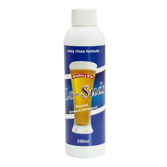 250ml bottle of Morgans Lo-Suds brewers detergent for easy rinse and sanitise. 