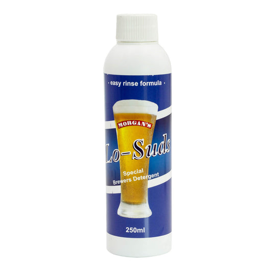 250ml bottle of Morgans Lo-Suds brewers detergent for easy rinse and sanitise.