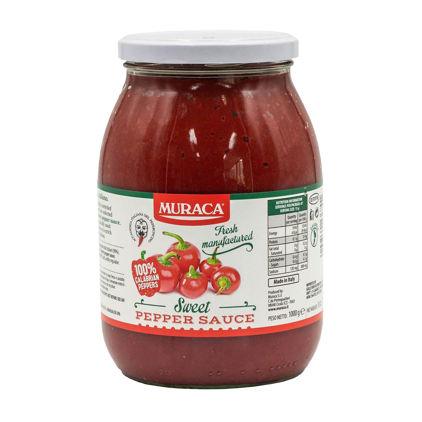 1kg Italian made Muraca sweet pepper sauce, made is Calabrian peppers for salami making, pasta sauces and more