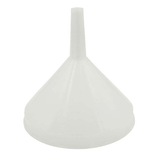 10cm diameter white food grade plastic funnel with no filter rest. 