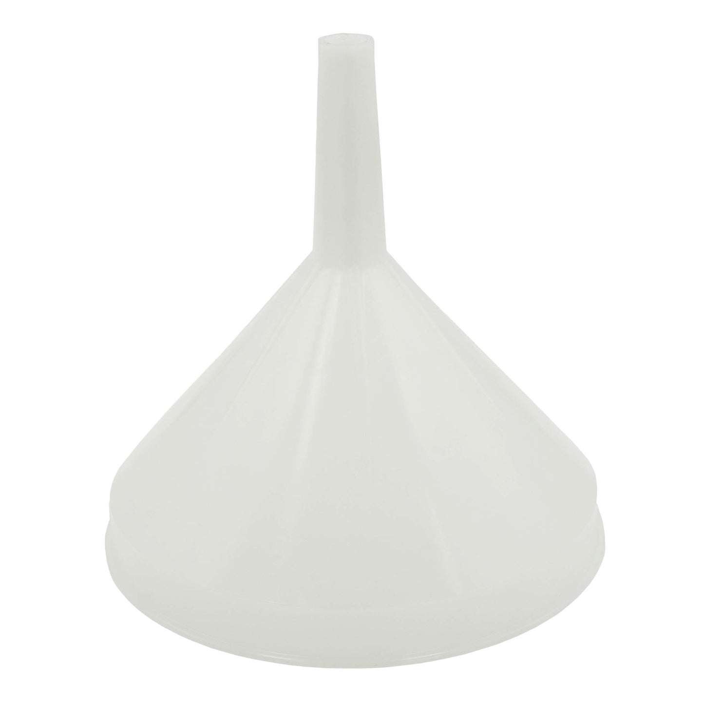 12cm diameter white food grade plastic funnel with no filter rest. 
