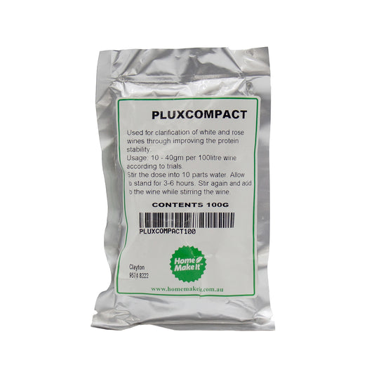 100g packet of pluxcompact which is sodium based bentonite used in the wine making process. 