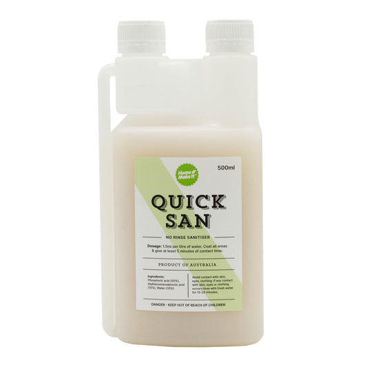 Quicksan is a concentrated easy use no rinse acid sanitiser that is low in cost and effective