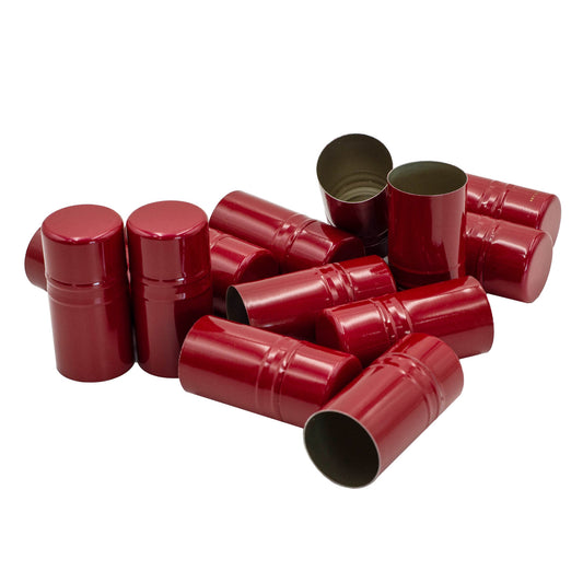 bag of 100 red metal screw caps for 750ml wine bottles. 30 x 60mm