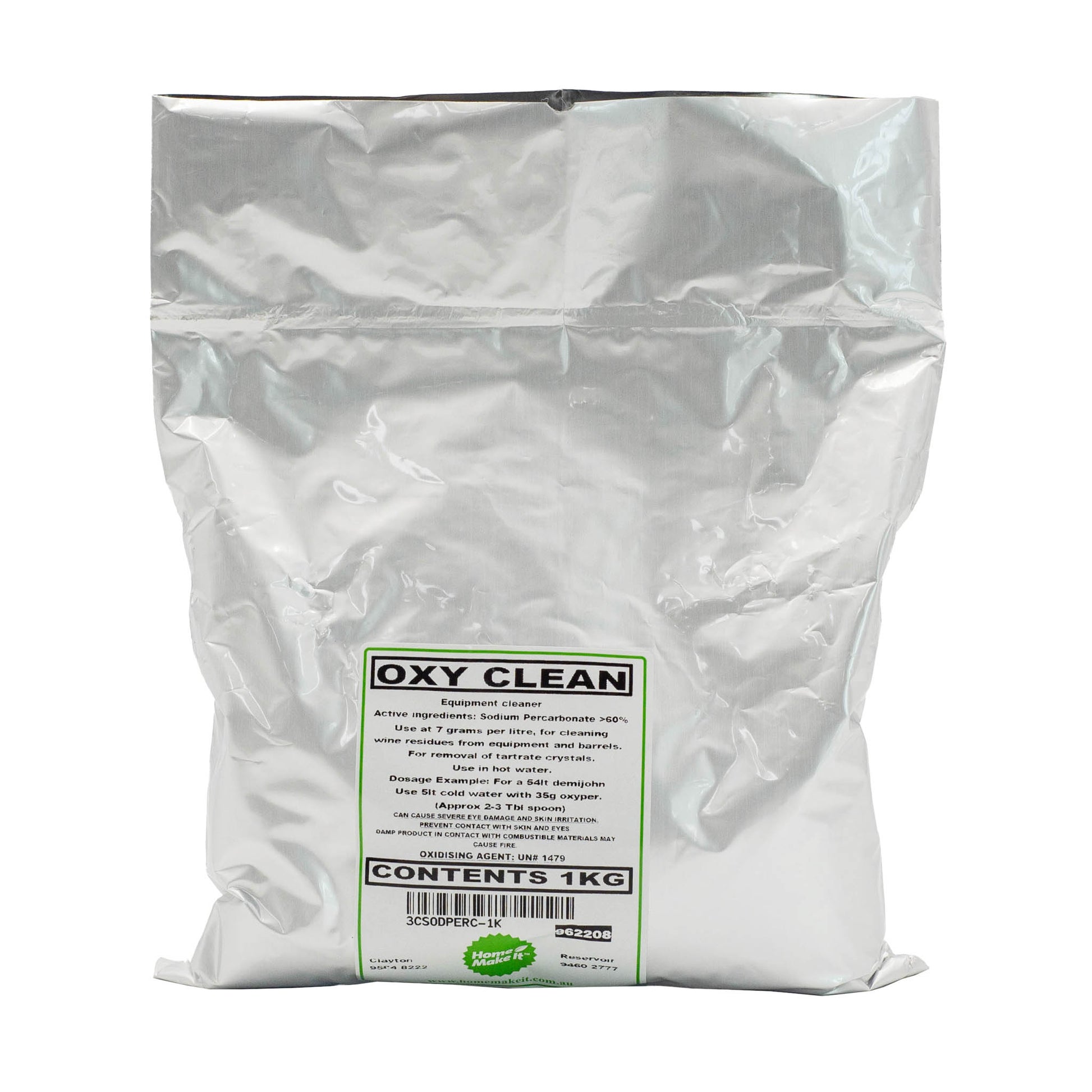 1kg bag of sodium percarbonate or oxy clean is an alkaline chemical found in cleaning products