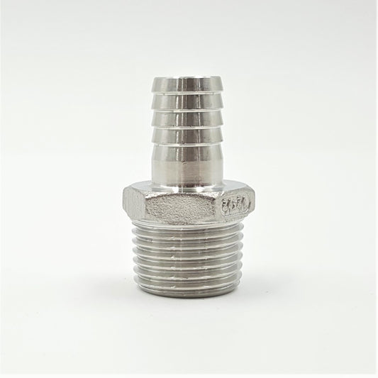 Stainless Steel 13mm Barb to 1/2Inch Male Fitting