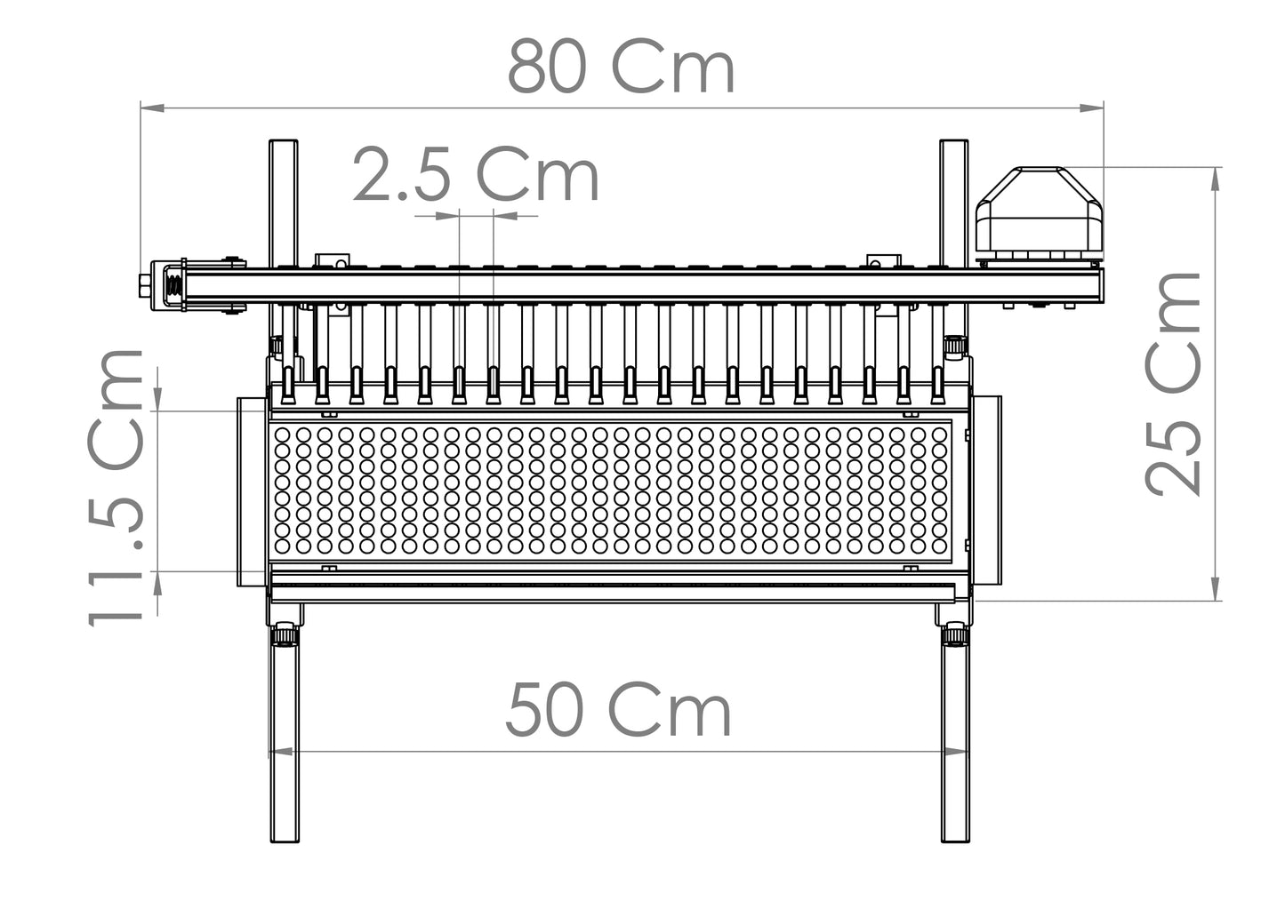 Charcoal skewer grill dimensions.