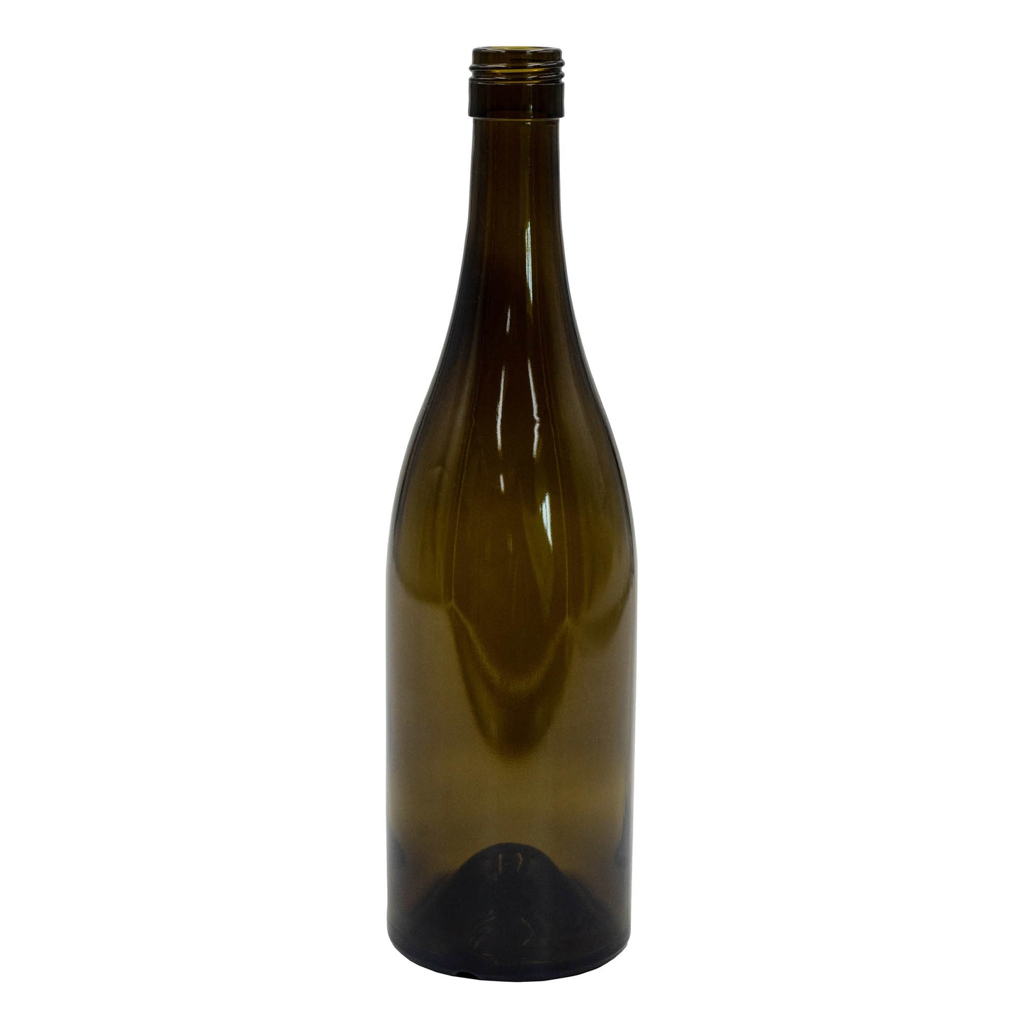 750ml Burgundy heavy punted wine bottle with screw top opening. 
