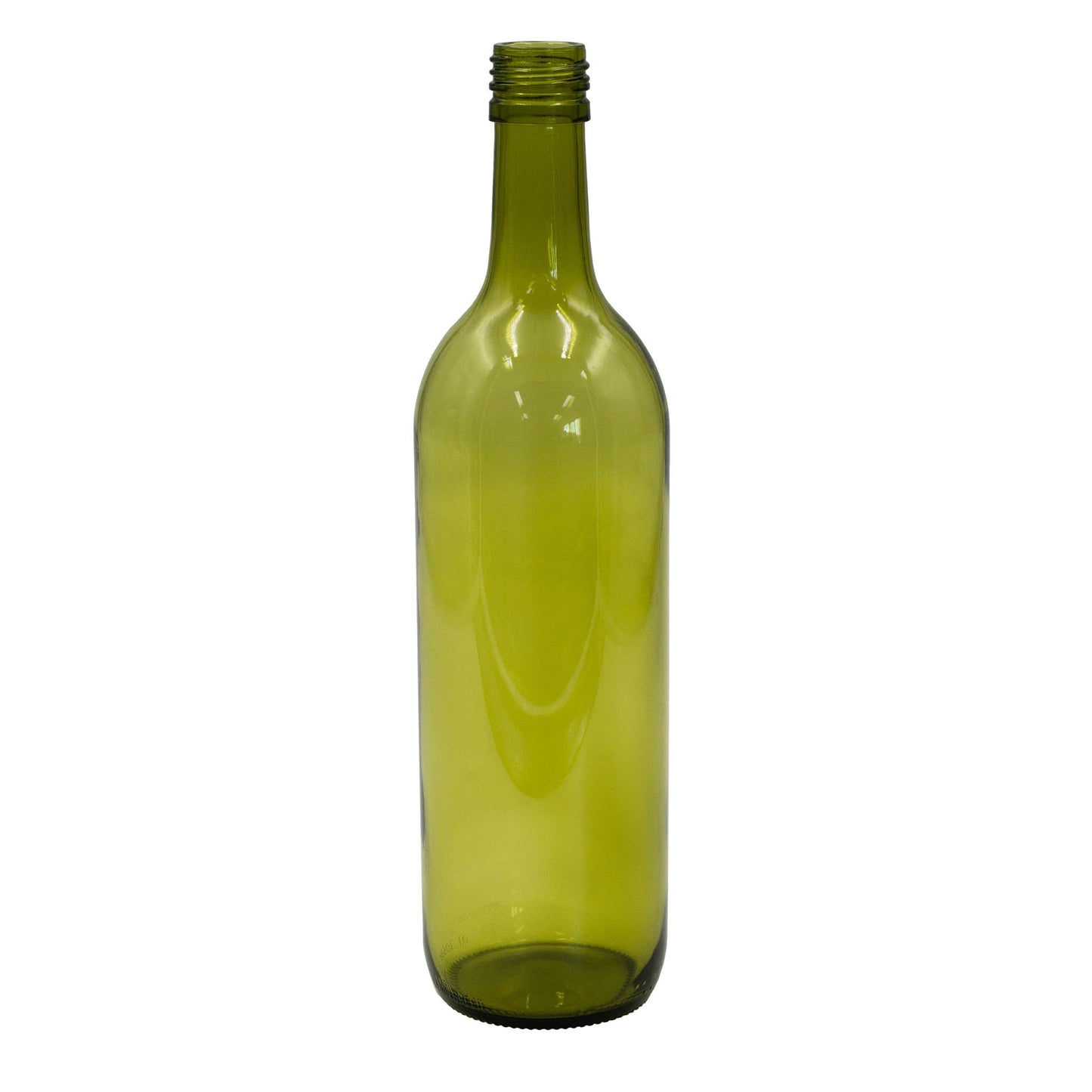 750ml green glass claret lightweight wine bottle with screw top opening. 